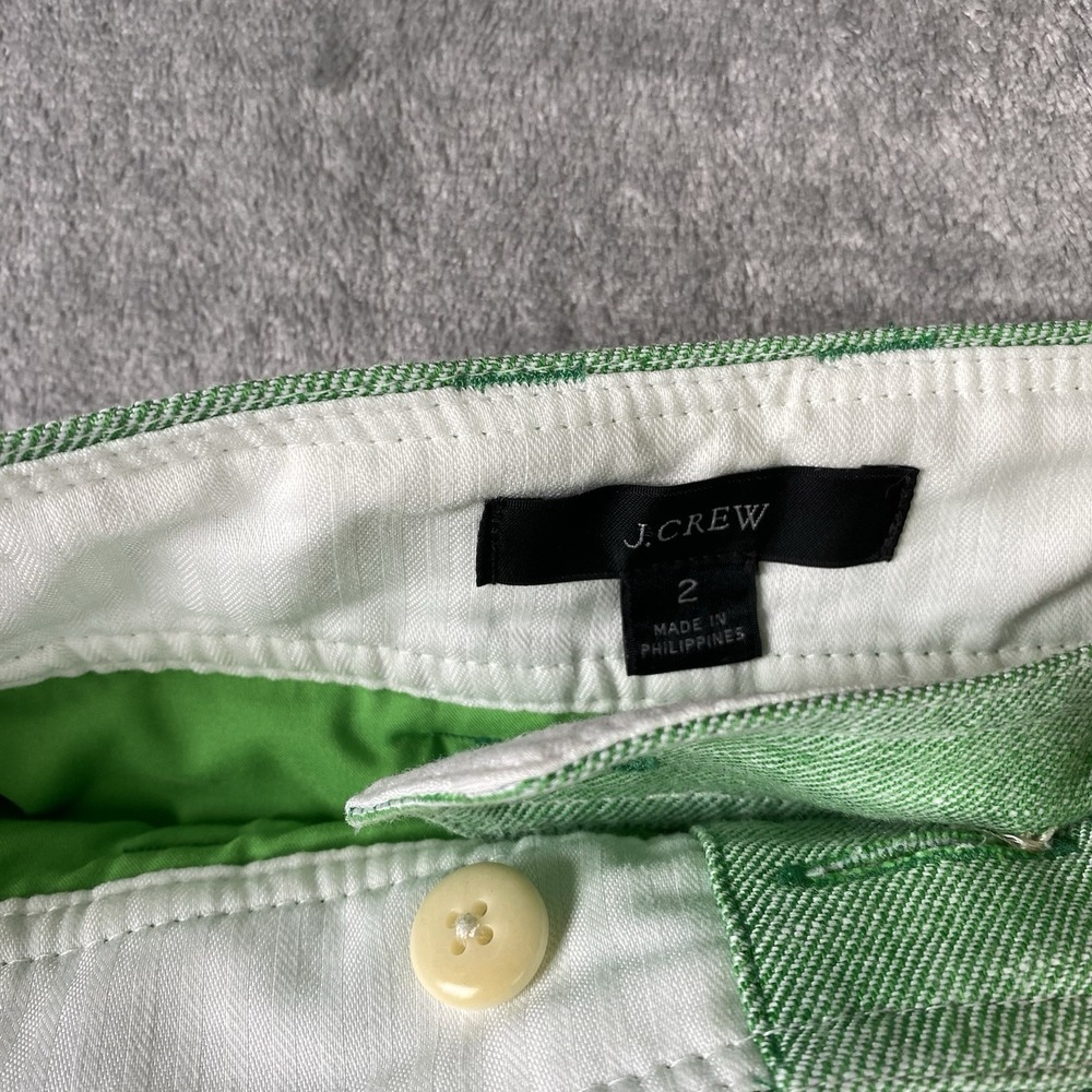 J Crew Skirt Womens Sz 2 Green Button Front Stretch Linen Midi Classic Twee Cute - Picture 4 of 12